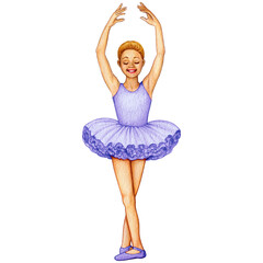 Naklejka premium watercolor cute ballerina girl elegant pose