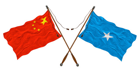 National flag of Somalia and China. Background for designers