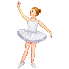 Naklejka premium watercolor cute ballerina girl elegant pose