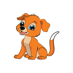 Vector dog cartoon colored animal illustration.
