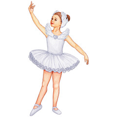 Naklejka premium watercolor cute ballerina girl elegant pose