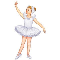 Naklejka premium watercolor cute ballerina girl elegant pose