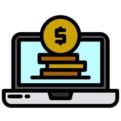 Online banking filled outline icon