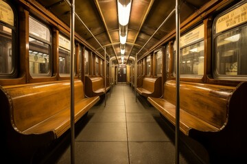 Underground train metro seat. Generate Ai
