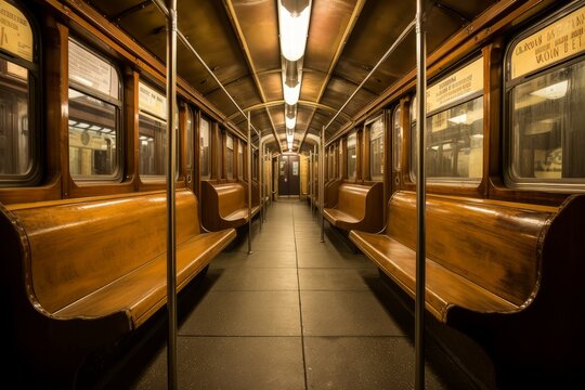 Underground train metro seat. Generate Ai