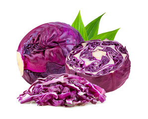 Fototapeta premium Red cabbage one slice isolated on transparent png