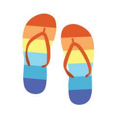 Colorful flip flop flat vector. Item for summer time concept. Summer vacation, tropical holiday.  Travel icon.