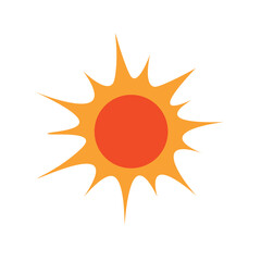 Bright sun flat illustration vector in cartoon style. Element for summer concept, summer vacation, tropical holiday