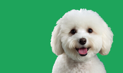 bichon frisee dog cute in greenscreen background