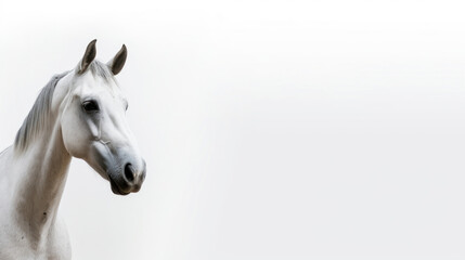 Plakat animal on the white Background grey horse generative ai