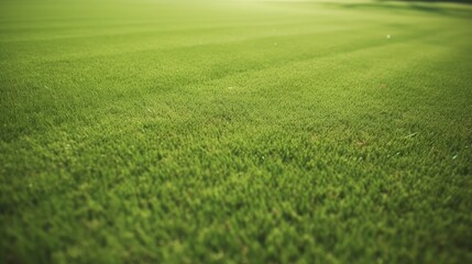 Fototapeta premium Neatly Trimmed Green Grass Background for Landscaping or Golf Course Design. Generative AI.