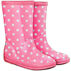 watercolor hand drawn cute rain boots