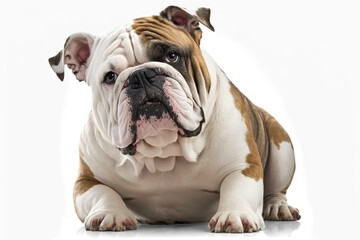 Powerful and Loyal: Get Captivated by the Bulldog's Charm on a white Background