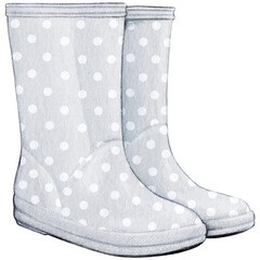 watercolor hand drawn cute rain boots