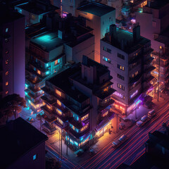 Urban skyline during the night. Generative AI