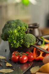 vegetables on a kitchen table