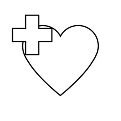 Fototapeta premium Illustration health care icon, cross in heart. Illustration of medicine on health care