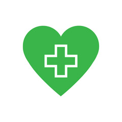 Illustration health care icon, cross in heart. Illustration of medicine on health care