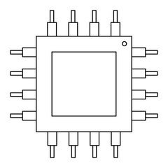 Simple illustration of Digital electronic computer CPU chip icon
