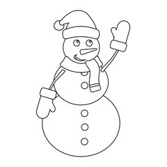 Simple illustration of funny snowman Concept for Christmas holiday