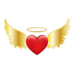 Obraz premium Volumetric shiny red heart with nimbus icon for St. Valentines Day