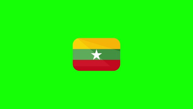 Animated Ghana flag icon design in flat icon style on Green screen background, country flag concept, animated national flags, World flags collection, and the national flag.