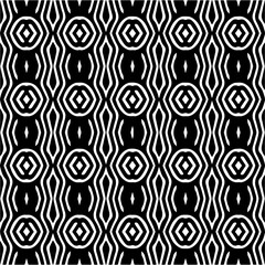 Dark background with abstract shapes. Black and white texture. Seamless monochrome repeating pattern for web page, textures, card, poster, fabric, textile.