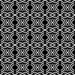 Dark background with abstract shapes. Black and white texture. Seamless monochrome repeating pattern for web page, textures, card, poster, fabric, textile.