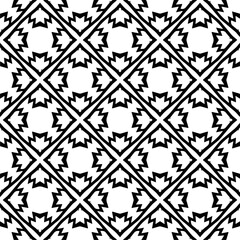 Dark background with abstract shapes. Black and white texture. Seamless monochrome repeating pattern for web page, textures, card, poster, fabric, textile.