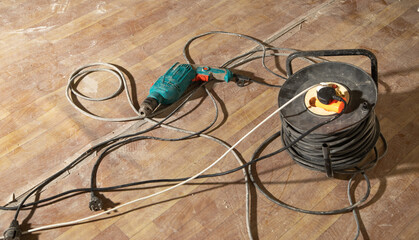 Power strip at home. Electricity. Industry. Renovation