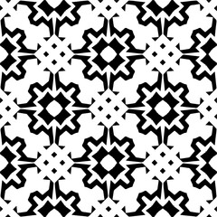 Dark background with abstract shapes. Black and white texture. Seamless monochrome repeating pattern for web page, textures, card, poster, fabric, textile.