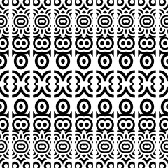 Dark background with abstract shapes. Black and white texture. Seamless monochrome repeating pattern for web page, textures, card, poster, fabric, textile.