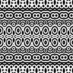 Dark background with abstract shapes. Black and white texture. Seamless monochrome repeating pattern for web page, textures, card, poster, fabric, textile.