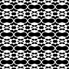 Dark background with abstract shapes. Black and white texture. Seamless monochrome repeating pattern for web page, textures, card, poster, fabric, textile.