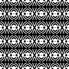 Dark background with abstract shapes. Black and white texture. Seamless monochrome repeating pattern for web page, textures, card, poster, fabric, textile.