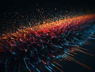 Fototapeta premium Data Network Nebulae with a Multi-Colored Visual Representation of Connected Nodes Generated by AI