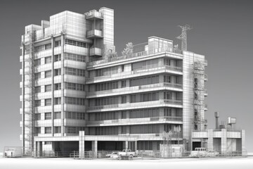 Fototapeta premium monochromatic photograph of an urban edifice. Generative AI