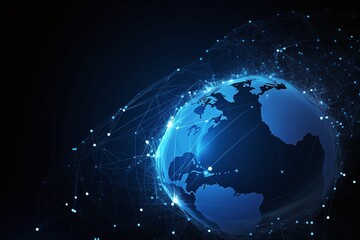 Fototapeta premium Earth Network with a Global Data Analysis Representation Generated by AI
