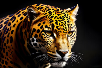 Fototapeta na wymiar Abstract modern Jaguar feline fantasy black with golden texture,artist canvas art collection for decoration and interior. wall art. canvas art, wallpaper . Generative Ai