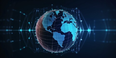 Obraz premium Earth Network with a Global Data Analysis Representation Generated by AI