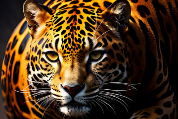Fototapeta na wymiar Abstract modern Jaguar feline fantasy black with golden texture,artist canvas art collection for decoration and interior. wall art. canvas art, wallpaper . Generative Ai