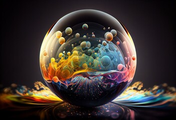 Fototapeta spherical multicolored force of spiritual energy as source of consciousness, generative ai obraz