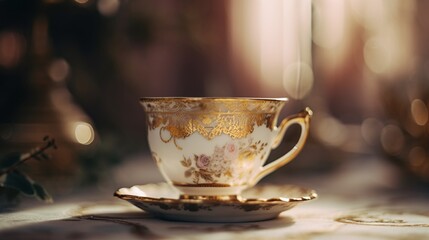 Fototapeta premium Intricate Fictional Japanese Porcelain with a Vibrant Landscape of Color and Detail Generated by AI