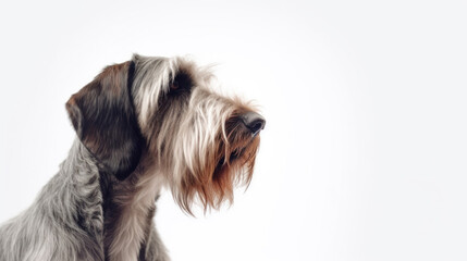 animal on the white Background German Wirehaired Hound generative ai