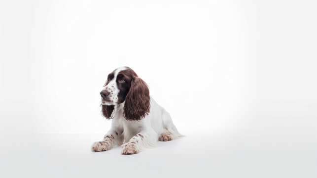 animal on the white Background english spriger spaniel generative ai