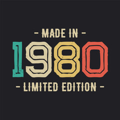 1980 vintage retro t shirt design, vector, black background