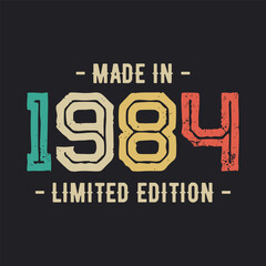 1984 vintage retro t shirt design, vector, black background