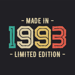 1993 vintage retro t shirt design, vector, black background