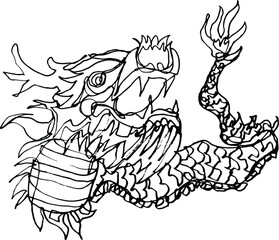 Contour drawing of Traditional Asian Dragon