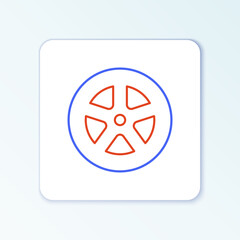 Line Car wheel icon isolated on white background. Colorful outline concept. Vector